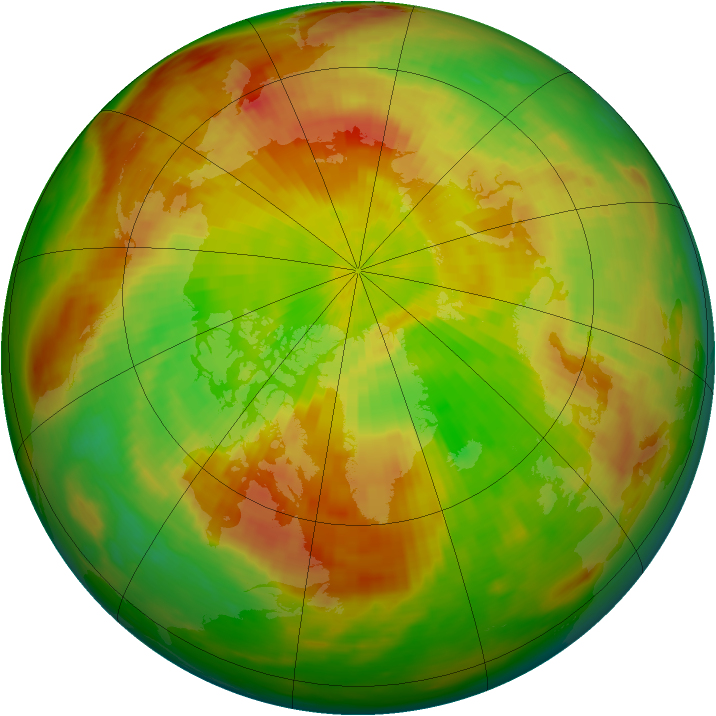Arctic ozone map for 16 May 1991
